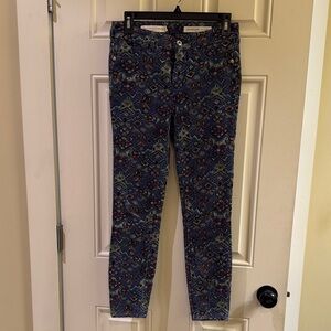 Pilcro and the Letterpress Blue Patterned Skinny Jeans